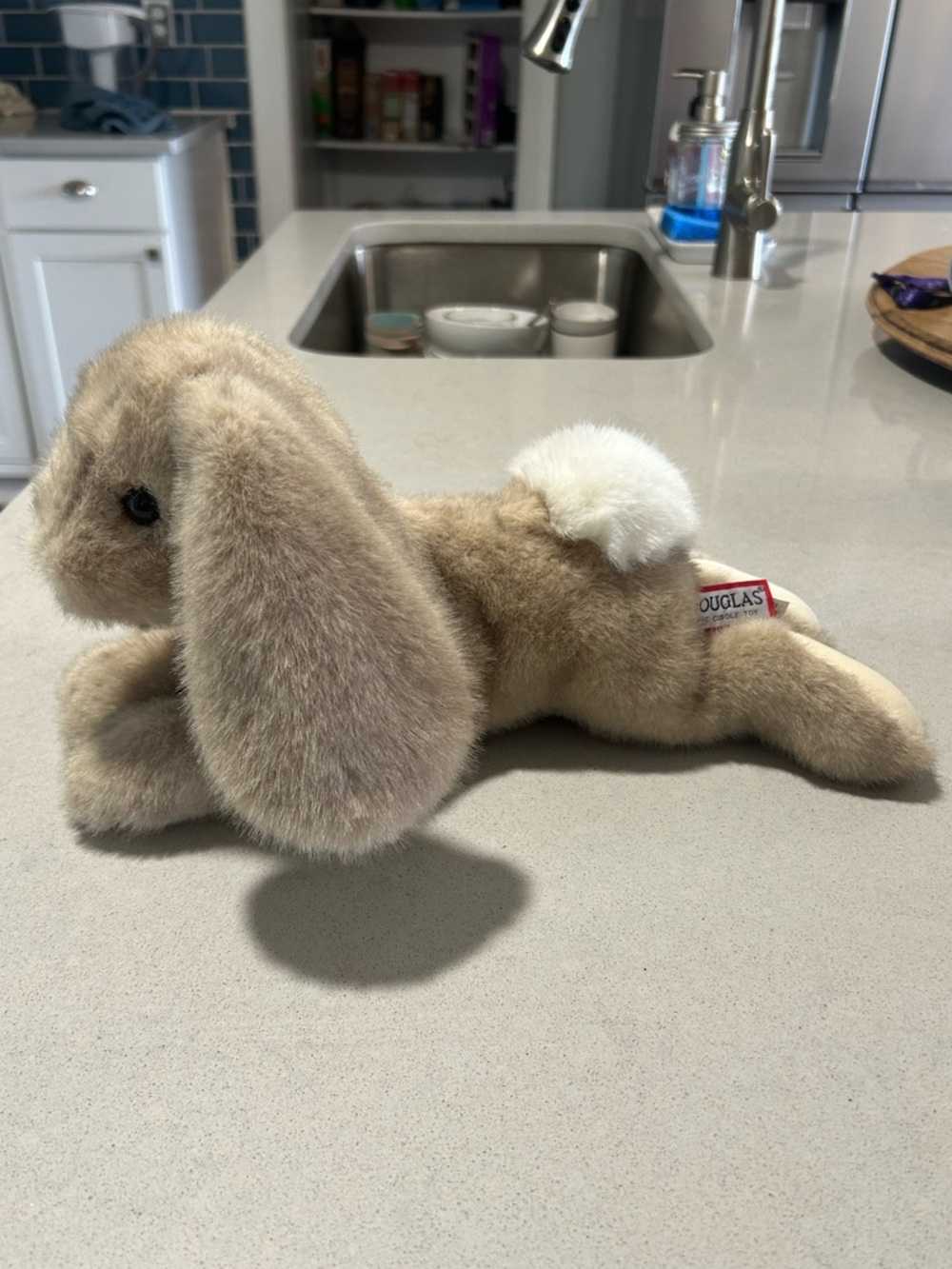 Douglas Beige Plush Lop-Eared Bunny with White Tail